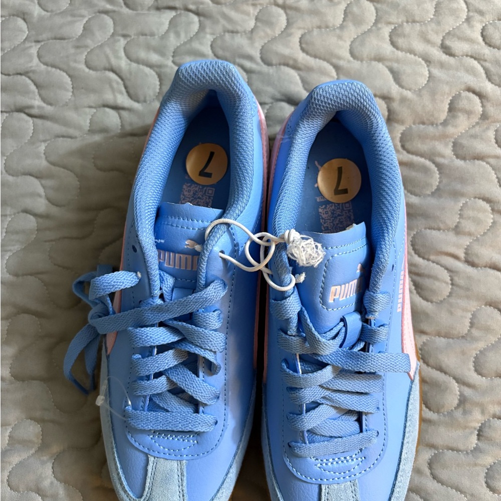 Puma Kids Light Blue and Pink Sneakers